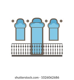 Balcony in oriental style vector Illustration on a white background
