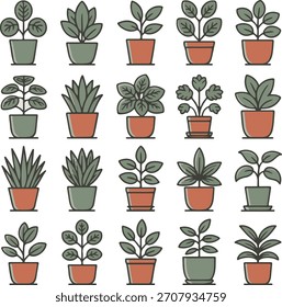balcony plants vector design. green editable plants.