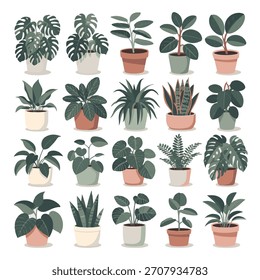 Diseño de Vector de plantas de balcón. Plantas editables verdes.