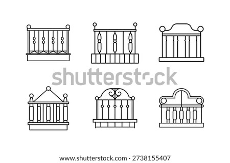 balcony railing draft icon line art vector illustration isolated