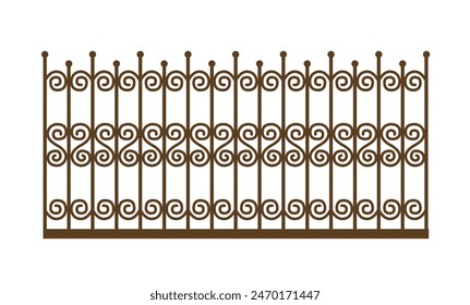 Balcony railing and fence fencing from stainless steel, iron. architectural elements. vector illustration isolated on white background.