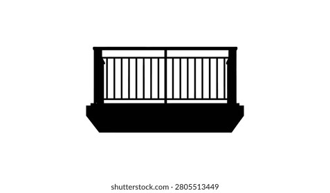 Balcony Railing With Vertical Bars Black Silhouette banister balustrade fence