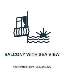 Balcony With Sea View icon. Monochrome sign from balcony collection. Creative Balcony With Sea View icon illustration for web design, infographics and more