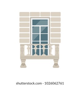 Balcony with stone balusters vector Illustration on a white background