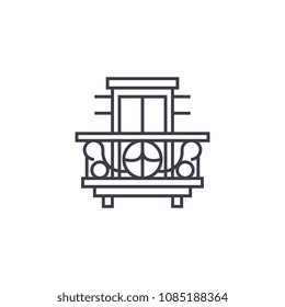 balcony, terrace vector line icon, sign, illustration on background, editable strokes