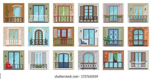 Balcony vector cartoon set icon. Vector illustration terrace on white background. Isolated cartoon set icon balcony. svg
