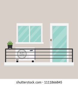 Balcony vector. compressor air. free space for text. wallpaper. background.