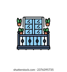 Balkon, Vektorsymbol. Immobilien Icon gefüllt Linie Stil. perfekte Verwendung für Logo, Präsentation, Website und mehr. Farbstil für moderne Icon