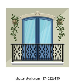 Balcony vector icon.Cartoon vector icon isolated on white background balcony.