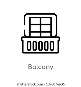 balcony vector line icon. Simple element illustration. balcony outline icon from real estate concept. Can be used for web and mobile
