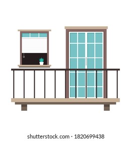 Vector de balcón. Vector de balcón de navegación. Vector de puerta y ventana.