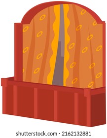 Balcón vectorial vintage barandilla barandilla fachada pared de la construcción ilustración de la hermosa arquitectura. Decoración fachada de cristal con cortinas aisladas en plataforma de fondo con barandillas