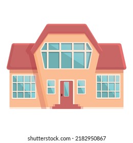 Balcony villa icon cartoon vector. Home building. Front window