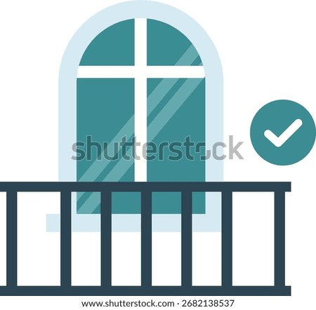 Balcony with Window and Check Mark Icon architecture building