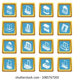 Balcony window forms icons set vector sapphirine square isolated on white background 