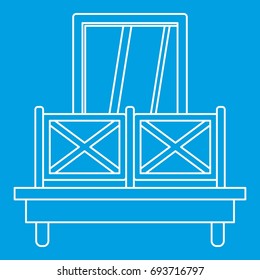 Balcony and window icon blue outline style isolated vector illustration. Thin line sign