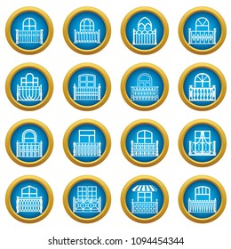 Balcony window icons set. Simple illustration of 16 balcony window vector icons for web