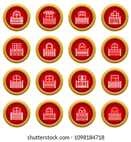 Balcony window icons set. Simple illustration of 16 balcony window vector icons for web