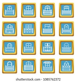 Balcony window icons set vector sapphirine square isolated on white background 