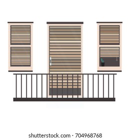 Balcony and window wood cartoon vector. Japanese style.