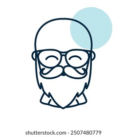 Bald beard man in glasses vector icon. Hipster symbol. Avatar character portrait signs. Graph symbol for your web site design, logo, app, UI