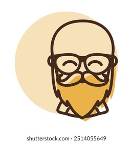 Bald beard man in glasses vector icon. Hipster symbol. Avatar character portrait signs. Graph symbol for your web site design, logo, app, UI
