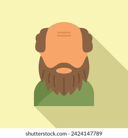 Bald beard man icon flat vector. Funny short. Adult male portrait