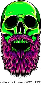Bald, bearded hipster skull vector illustration design