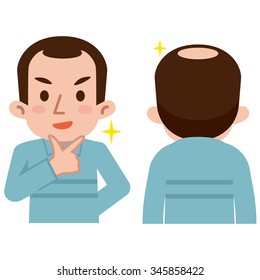 The bald from behind of men do not realize