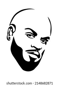 Bald black african american afro male face portrait vector silhouette without Mohawk dreadlocks curls hair style,beard.Brutal bearded man head silhouette.Vinyl wall sticker decal. Cricut. Barber shop.