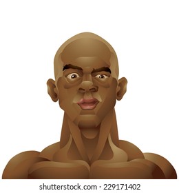 Bald black man portrait isolated