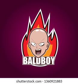 bald boy, e sport logo, icon or symbol for game sport team