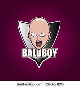 bald boy, e sport logo, icon or symbol for game sport team