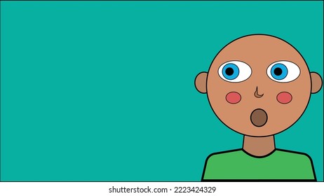 The Bald Boy Looks Away In Surprise. Child Emotions Of Surprise And Look At Space For Text