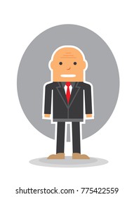 bald business man stand up flat design