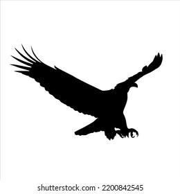 Bald eagle approaching landing in silhouette stock illustration