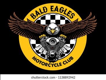 bald eagle badge grip the motorcycle engine