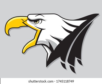 Bald Eagle Badge, Side View Head Design of Large Predatory Bird