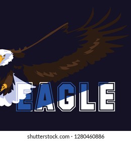 bald eagle bird flying with word