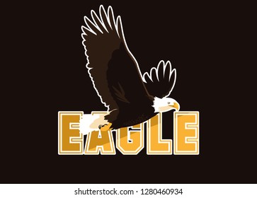 bald eagle bird flying with word