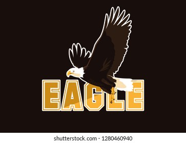 bald eagle bird flying with word