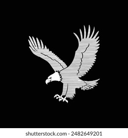 Bald Eagle bird vector, logo design, icon, stencil, black and white,