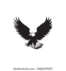 Bald Eagle bird vector, logo design, icon, stencil, black and white,