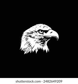 Bald Eagle bird vector, logo design, icon, stencil, black and white,