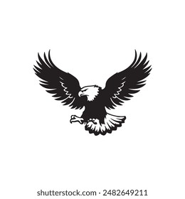 Bald Eagle bird vector, logo design, icon, stencil, black and white,