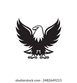 Bald Eagle bird vector, logo design, icon, stencil, black and white,