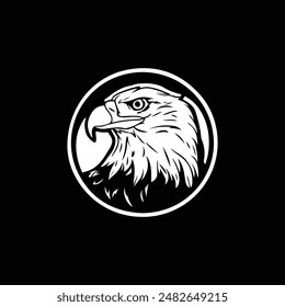 Bald Eagle bird vector, logo design, icon, stencil, black and white,