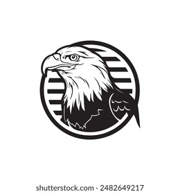 Bald Eagle bird vector, logo design, icon, stencil, black and white,