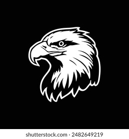 Bald Eagle bird vector, logo design, icon, stencil, black and white,