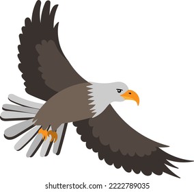 Bald eagle. Cartoon vector illustration for children isolated on white background.